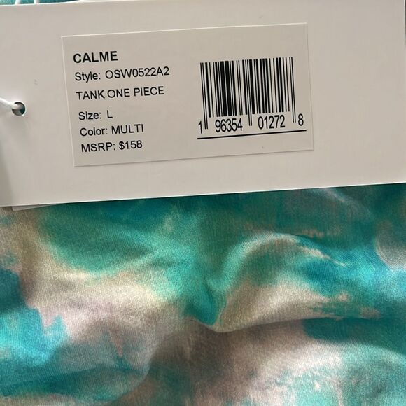 NWT Johnny Was Calme Aqua Keys Turquoise Tie Dye One Piece Tank Swimsuit Large - Picture 10 of 10